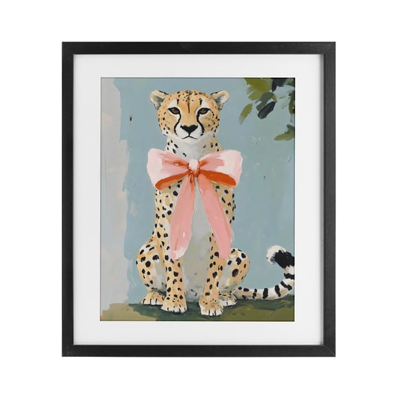 Stupell Industries Contemporary Cheetah with Big Pink Bow Black Framed Print Under Glass, 13 x 16, by The Prints Vibe