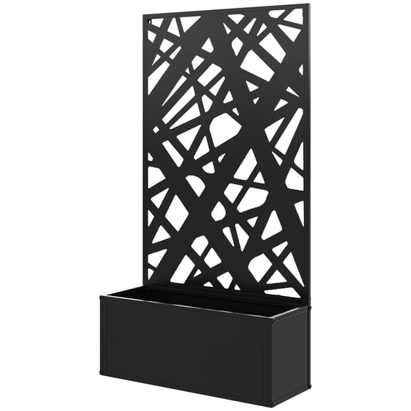 Wall Mounted Metal Planter Box with Privacy Screen, 24x9x44 Inch Raised Garden Bed for Indoor or Outdoor Use