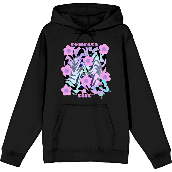 Chrome Baddie Y2K Flowers & Butterfly Adult Black Long Sleeve Hoodie-Medium