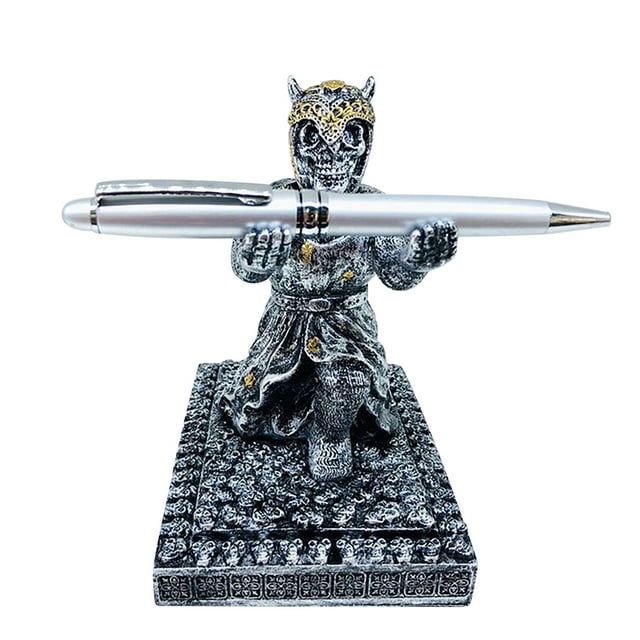 PEONAVET Resin Deco Ration Pen Iron Ribbon Skull Ornament Bracket with Metal Pen 5ML