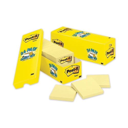 Original Pads in Canary Yellow, Cabinet Pack, 3" x 3", 90 Sheets/Pad, 24 Pads/Pack | Bundle of 2