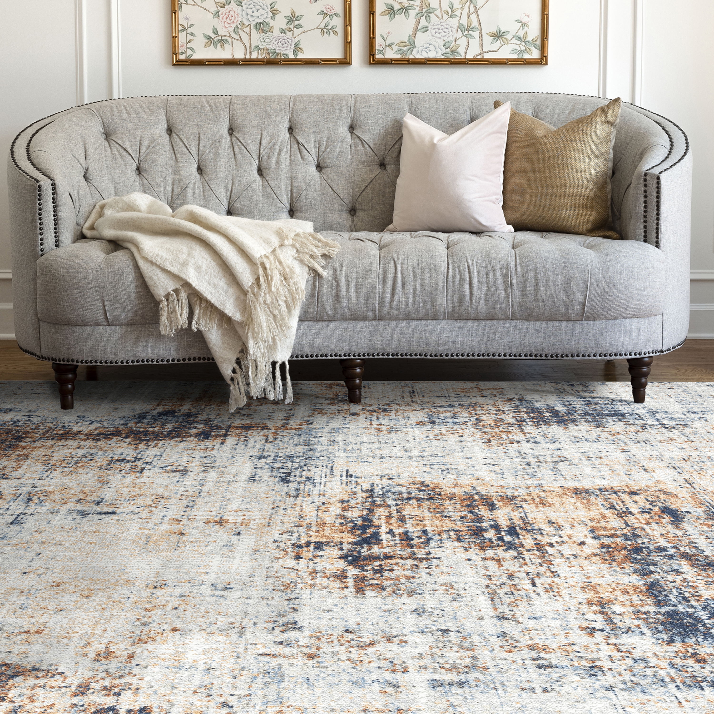 Contemporary 5x8 Area Rug (5'3'' x 7'3'') Abstract Multi, Multi Living Room Easy to Clean