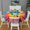 thumbnail image 2 of Rainbow Tie Dye Mandala Pattern Round Tablecloth 60"x60",Wrinkle Wipeable Table Cloth for Kitchen Dining Room Picnic Patio Party, 2 of 6