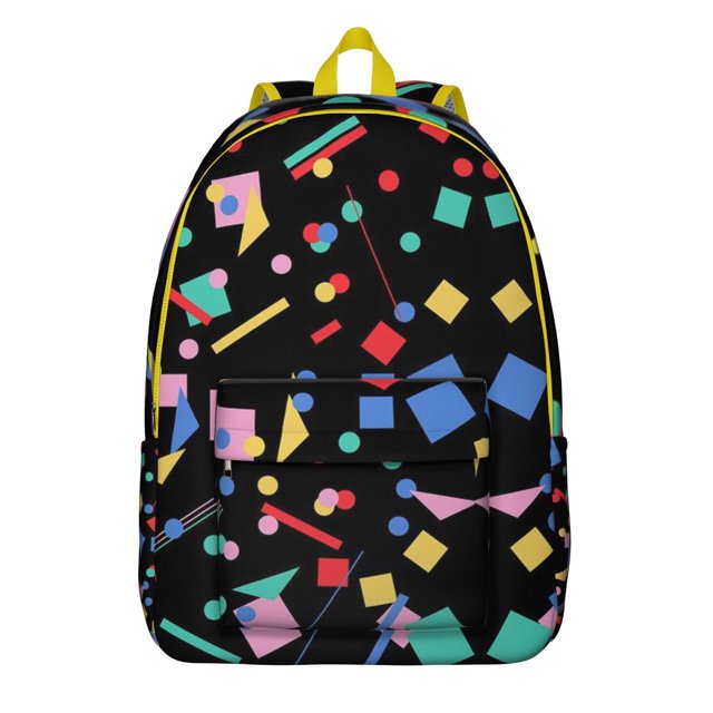 Modern Aesthetic Geometric Backpack, Stylish Abstract Art School Bag with Minimalist Chic Design and Retro Fashion Colorful Patterns