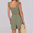 thumbnail image 5 of XuJwPNcy Women 2 Piece Outfits Sleeveless Ruffle Crop Tank Top High Waist Shorts with Pockets Summer Vacation Set, 5 of 7