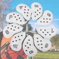 thumbnail image 1 of 9x Deluxe Golf Club Iron Headcover Set Head Cover Protection Guard 4-9,P,S,A Blanco shamjiam Cubierta de cabeza de hierros de golf, 1 of 7