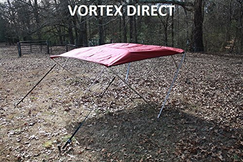 New BURGUNDY STAINLESS STEEL FRAME VORTEX 4 BOW PONTOON DECK BOAT BIMINI TOP 10' LONG, 91-96" WIDE (FAST SHIPPING 1... by VORTEX DIRECT