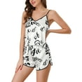 thumbnail image 4 of INSPIRE CHIC Women's Satin Pajamas Set Sleepwear Nightwear Cami Tops with Shorts Loungewear S White-Black, 4 of 6