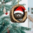 thumbnail image 6 of Cute Cat in Tree Stump Christmas Acrylic Ornaments - 4 Styles of Santa Hat Cats, Forest-Style Festive Decor & Gift for Xmas Tree & Home, 6 of 7