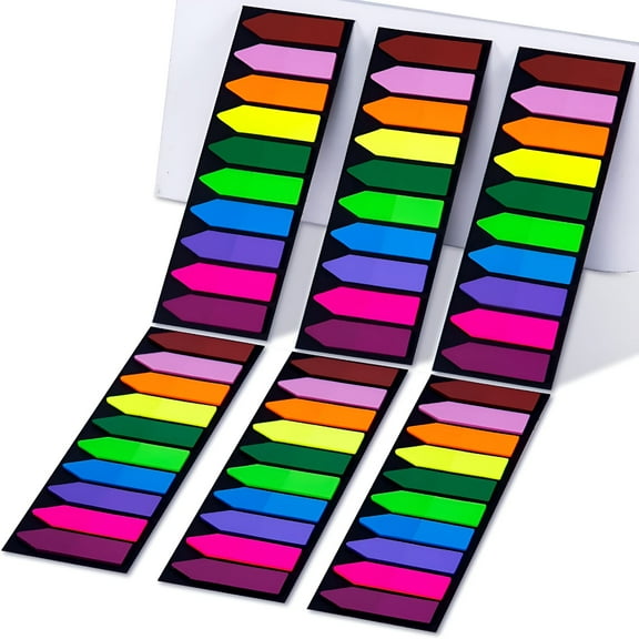 CCOCC 1200 Pieces Sticky Tabs Page Markers,Book Tabs Arrow Flags Colored Writable and Repositionable Book Markers,(10 Colors,6 Sets) Book Annotation Tabs Supplies