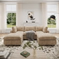 thumbnail image 3 of bokifol 100.5"Modular Sectional Sofa with Movable Ottomans,U Shaped Cloud Couch for Living Room,Khaki, 3 of 17