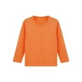 thumbnail image 5 of Zaldita Kids Boys and Girls Solid Color Warm Underwear Top Basic Long Sleeves Round Neck Thermal Tops Orange 140, 5 of 7