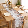 thumbnail image 3 of Orange Brown Eucalyptus Leaves Table Runner - 120 Inch Long, Kitchen Dining Table Runner Dresser Scarves, Botanical Farm Rustic Wood Farmhouse Decor for Coffee Tables Wedding Party Banquet, 3 of 8