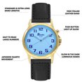 thumbnail image 3 of Bandini Mens Glow Watch - Extra Long Leather Band - 38mm Analog Men's Easy to Read Wrist Watch with Light, Light Up Watches, Quartz, White Dial, Big Numbers, Glow in the Dark Hands - Gold Tone / Black, 3 of 6