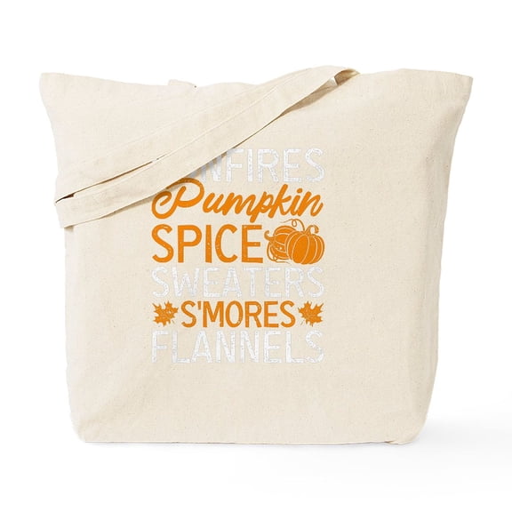 CafePress - Campfire Pumpkin Spice Sweater S'mores Flanelle - Unisex Canvas Tote Bag, Beige, 1-Piece