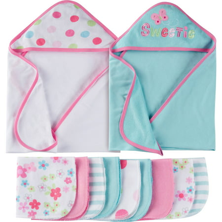 Gerber Newborn Baby Girl Towels and Washcloth Bath Set, 12-Piece ...
