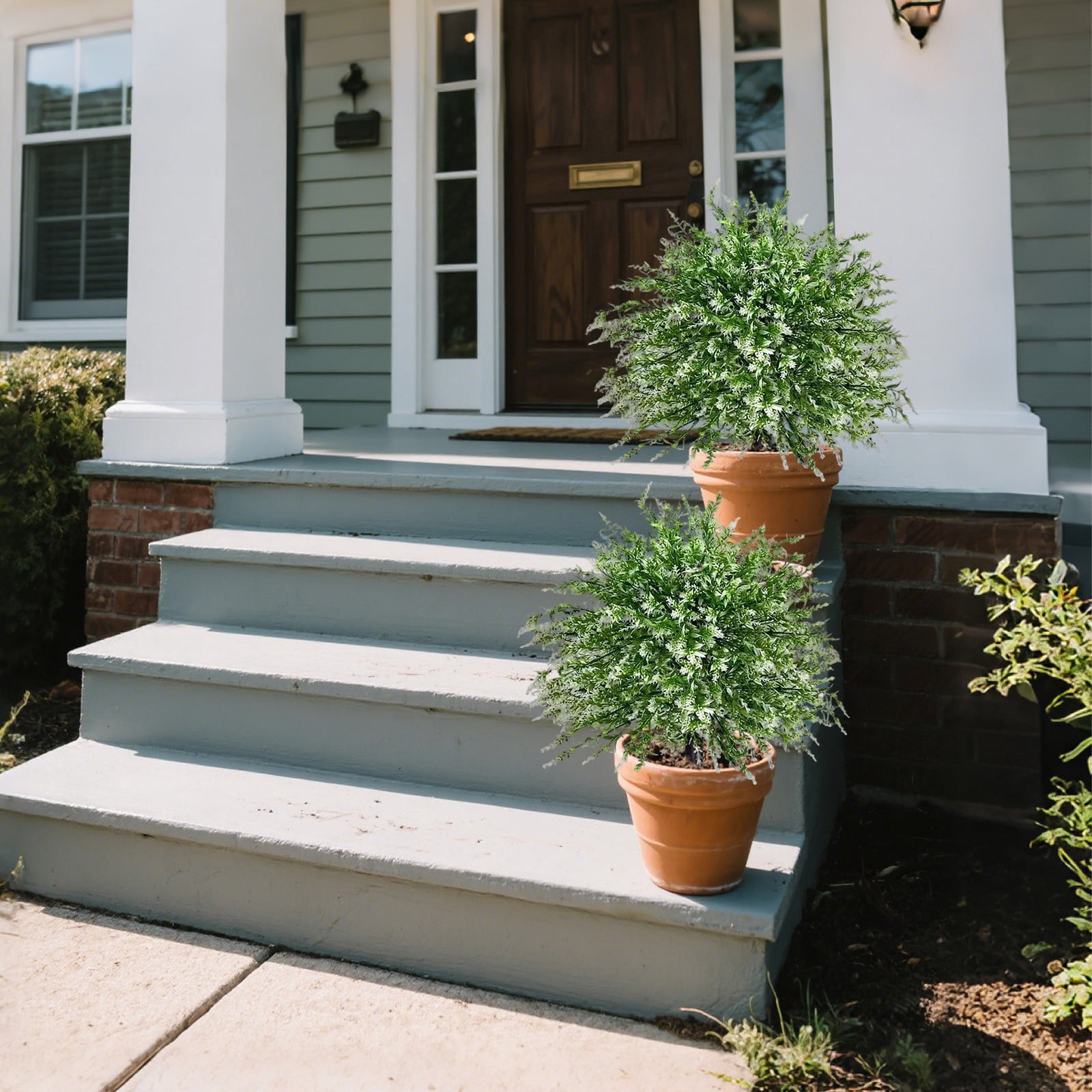 SMKE outdoor decor,garden decor,outdoor flower,garden flower,garden arrangement,porch arrangement,21.65" Artificial White Flower Bush with Ground Insert,Faux Plant for Outdoor Garden Porch