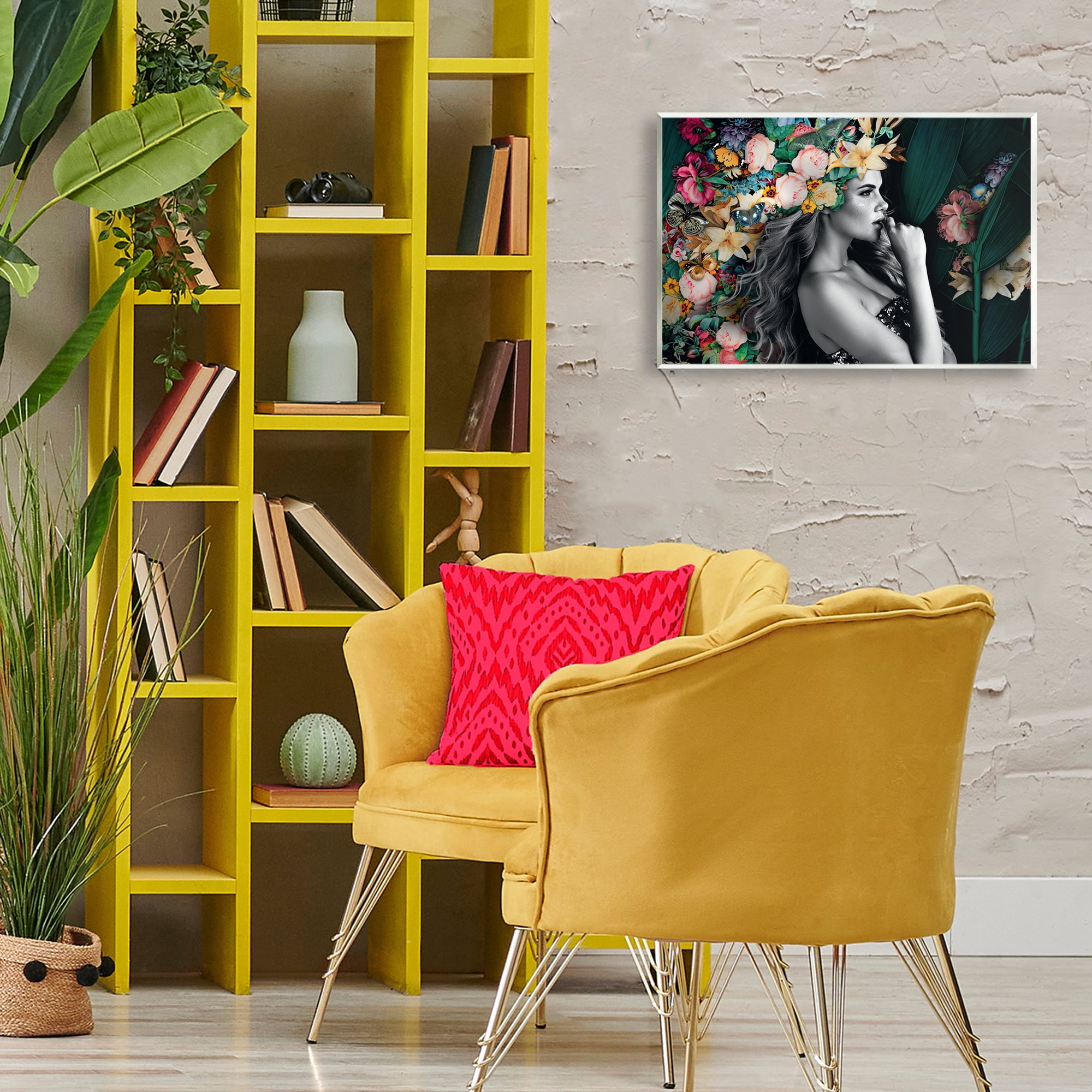 Stupell Industries Woman with Tropical Flowers Plants & Flowers Painting Unframed Art Print Wall Art, 19 x 13