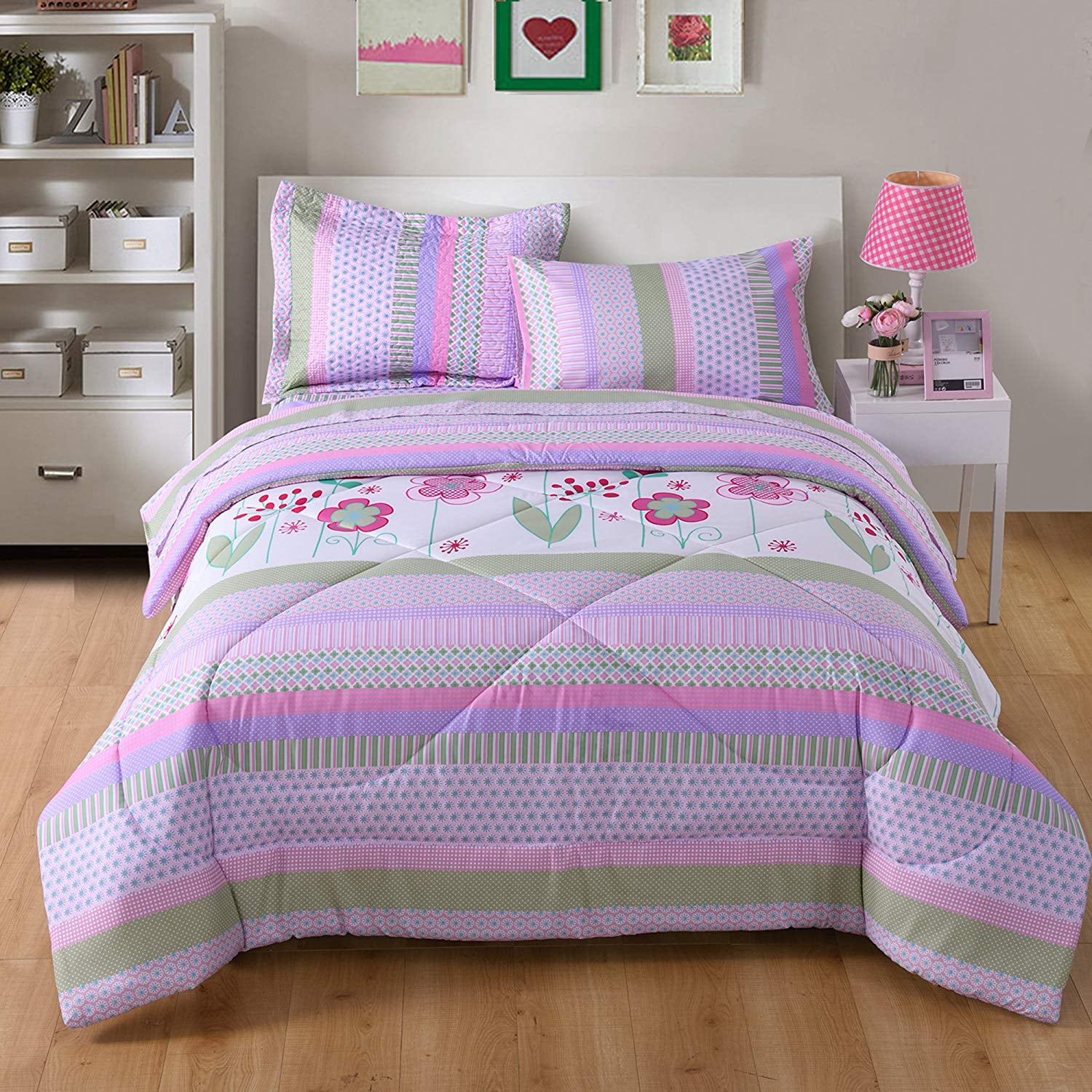 Girls Comforter Set Twin Bed Ultra Soft Microfiber Mattress Sheets Kids Bedding 