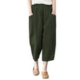 thumbnail image 3 of Eashery Linen Pants for Women Drawstring Casual Flowy Pants Pull On Dress Pants Work Pants Women (Solid Color,Green,XXL), 3 of 4