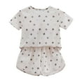 thumbnail image 2 of BOOMNY Girls 2 Peice Pajamas Sets Graphic Short Sleeve Sleepwear Tops Shorts Pjs Set for Kids Cozy Loungewear Homewear, 2 of 3