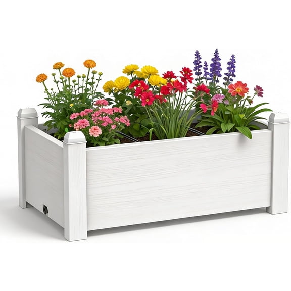 Elevated Raised Garden Bed, 14 Gallon Outdoor Large Resin Patio Planter Box Stand Divisible with Drain Plug, Water Monitor for Plants Vegetables Flowers Fruits