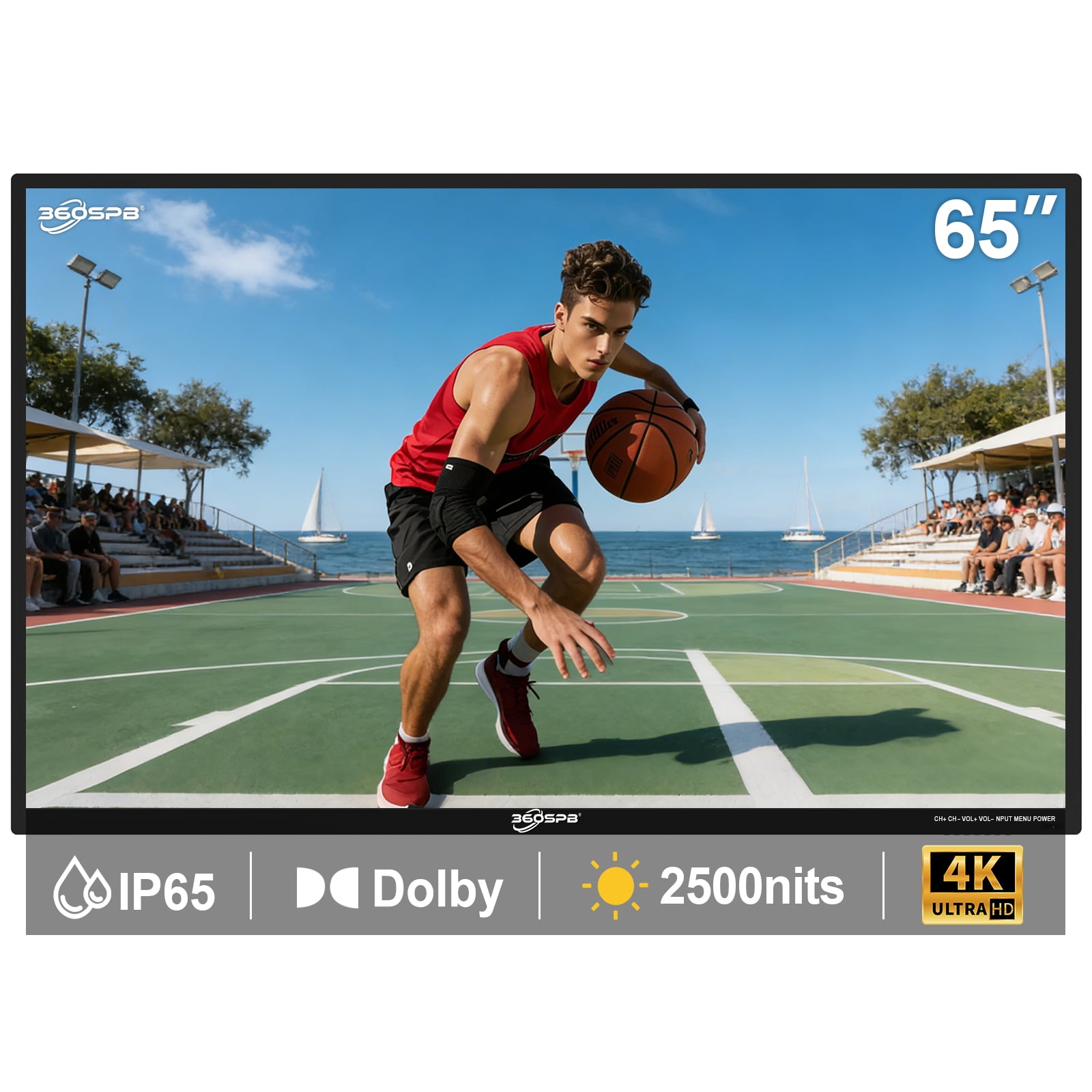 Pyimgus Outdoor TV, 65 Inch 4K Outdoor Smart TV, 2500nits High Brightness Outdoor TVs, IP65 Waterproof TV, Voice Assistant Remote, Compatible with Dolby, Wide Viewing Angle Smart TV