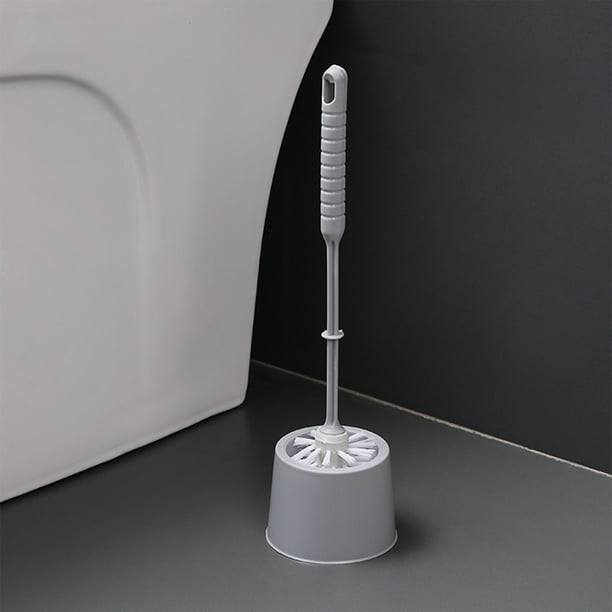 Set Compacto de Cepillo y Limpiador para Inodoro con Soporte | Herramienta Moderna para La Limpieza Del Baño | Mango Ergonómico y Base de Drenaje Hueca | Plástico Resistente para Inodoros, Bañeras y