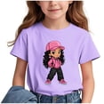 thumbnail image 1 of GreatBaby T-shirt Respirant pour Enfants avec Manches Courtes pour Garçons Filles Rentrée des Classes Saison Col Rond Manches Courtes Hauts Décontractés Polyvalents pour Extérieur (Violet2,4 Ans), 1 of 7