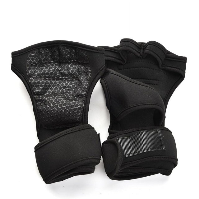 Guantes de fitness para hombres y mujeres, para ejercicios de levantamiento de pesas con mancuernas, antideslizantes, resistentes al desgaste, guantes de muñeca alargados de medio dedo