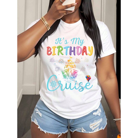 Its My Birthday Cruise Shirt Fun Vacation Celebration T-Shirt For Women Men Birthday Party Gift Summer Travel Outfit,220g