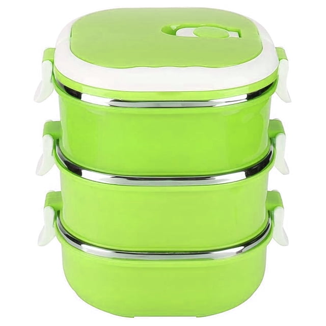 Contenedor para Comida Aquila Rectangular 3 Niveles Verde RC7483