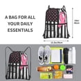 thumbnail image 2 of Naloa Ribbon Breast Cancer Awareness Drawstring Backpack String Bag Cinch Water Resistant for Gym Shopping Sport Yoga, 2 of 6
