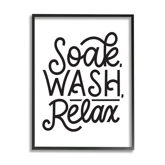 Stupell Industries Soak Relax Bathroom Bold Novelty Calligraphy Sign,11 x 14, Design by Jalynn Heerdt