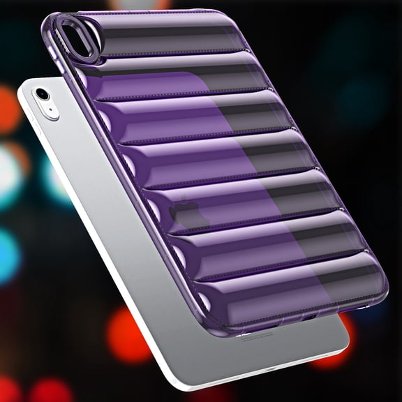 ELEHOLD Shockproof Clear Case for iPad 11th (A16) 2025/10th Gen 2022, Soft Clear Anti-Drop Cover Down Jacket Desigh Camera Protection Shockproof Case Cover, Purple