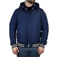 thumbnail image 2 of Victory Outfitters Men's Varsity Hooded Reversible Fleece Jacket with Faux Leather Sleeve, 2 of 5