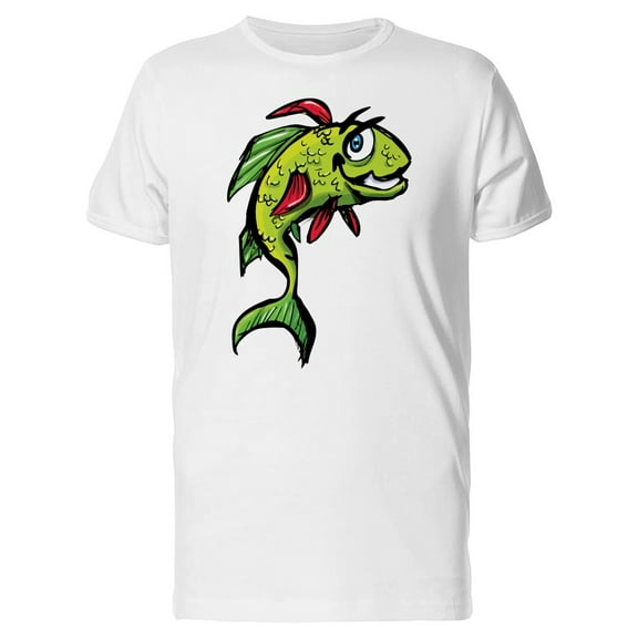 Cartoon Green Fish Jumping  Tee Men's -Image by Shutterstock