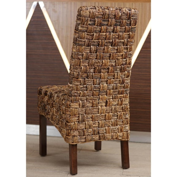 Victor Abaca Basket Weave Dining Chair with Mahogany Hardwood Frame - Salak Brown
