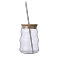 thumbnail image 1 of Perfecta para el hogar o la oficina, sofisticada taza de café de vidrio de 500 ml con tapa y pajita, 1 of 5