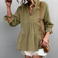 thumbnail image 5 of USSUMA Womens Summer Tops Ruffle Flowy Swing T-Shirts for Women Trendy Solid Color Boho Womens Blouses and Tops Dressy Long Sleeve v Neck Tunic Plus Size Shirts for Women, 5 of 8