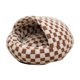 thumbnail image 5 of Cama cueva para gatos con funda con capucha, relajante, acogedora, cálida, redonda y suave para mascotas, suministros para mascotas, cachorros, perros Cuadros marrones 40cm, 5 of 8