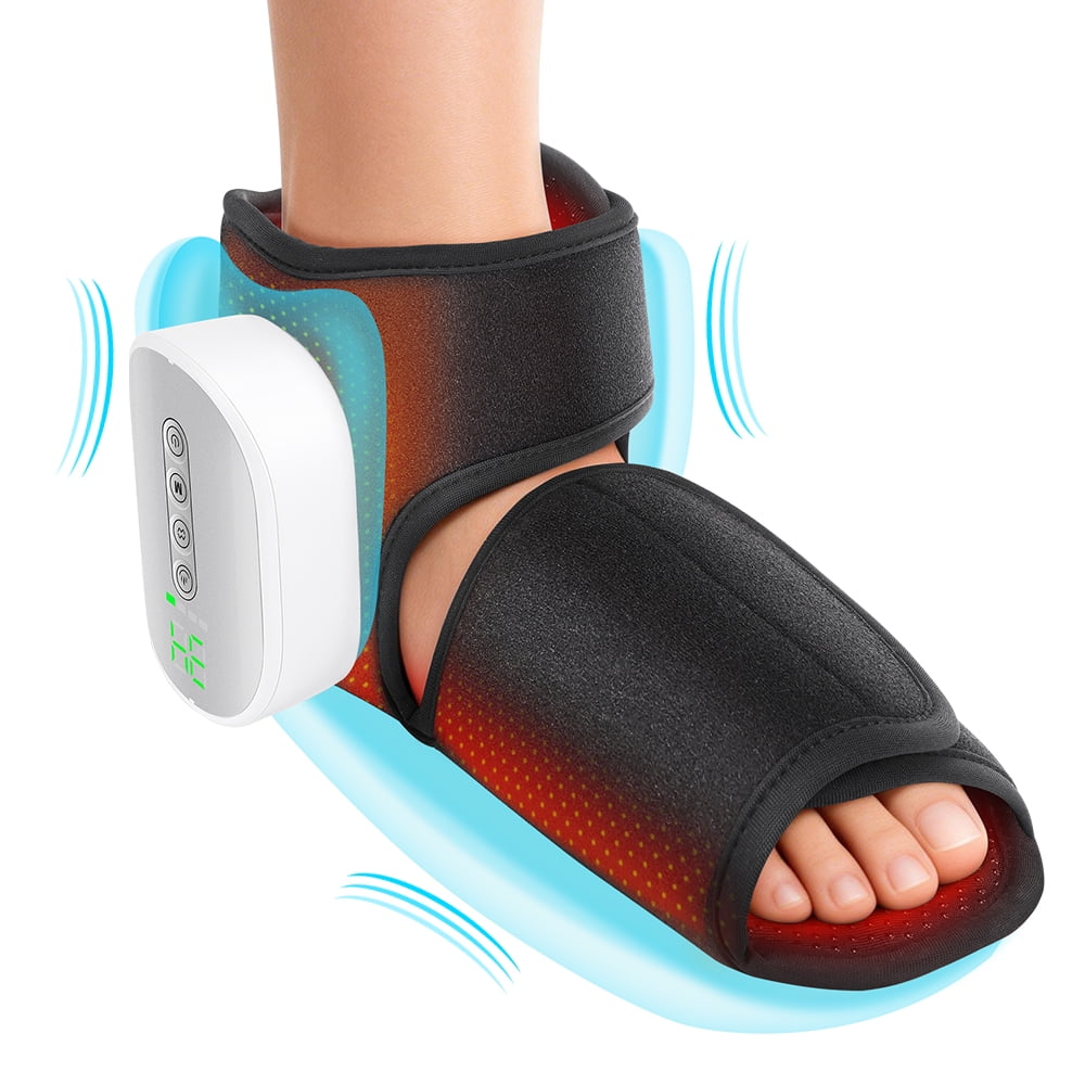 Foot Massager with Heat and Compression, 4 Heat Levels & 4 Intensity Cordless Air Compression Foot and Ankle Massager Boots, Fits Most Feet for Home Travel, 3000mAh