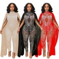 thumbnail image 2 of Mono de mujer con tirantes y mangas perforadas con perspectiva de malla sexy a la moda, 2 of 6