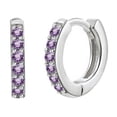 thumbnail image 1 of Nvzi Conjunto multicolor Nvziround con pendientes de circonitas, accesorios de pendientes de moda, pendientes circulares plateados (morado), 1 of 4