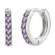 thumbnail image 1 of Nvzi Conjunto multicolor Nvziround con pendientes de circonitas, accesorios de pendientes de moda, pendientes circulares plateados (morado), 1 of 4