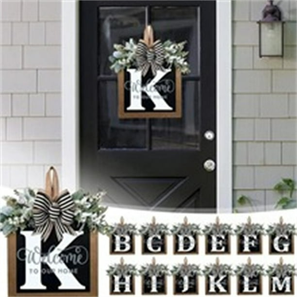 Corona de Madera Personalizada con Apellidos: Placa Colgante para Puerta Principal, Ideal para Todo El Año, con Letras Del Alfabeto de La a A La Z para Decoración Del Hogar y Regalos.