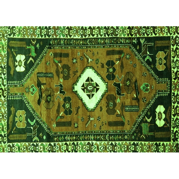 Ahgly Company Indoor Rectangle Persian Green Traditional Area Rugs, 7' x 10'