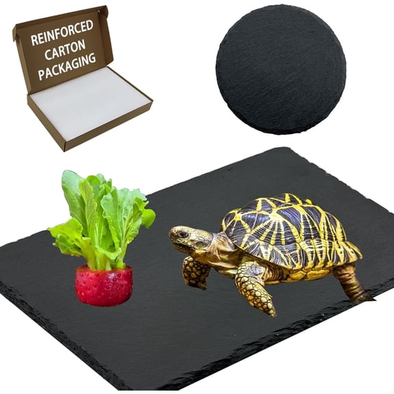 2 Pack Reptile Basking Platform 11.8 7.9" + 4", Reptile Slate, Basking Rock, Slate Tiles Rocks for Reptiles,Terrarium Bowls for Bearded Dragon Tortoise Turtle Ball Python Snake Lizard Gecko