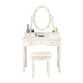 thumbnail image 3 of Makeup Vanity Desk and Stool Set, Vanity Mirror with Lights and Table Set, Small Vanity Table for Bedroom, 3 of 6