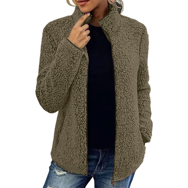 WEIYLL Veste en Molleton pour Femmes Mode Manches Longues Fermeture Éclair Bulle Verte Hauts et Blouses d'Automne pour Dames Taille m